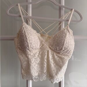 RW & Co Lace Bustier Camisole | Cream Strappy Back Tank | Size L